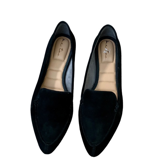 me too Shoes - Me Too Women’s Shoes Black  Cut Leather Flat Loafers Slip On Size 8.5M
